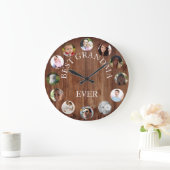 Rustic Best Grandma Ever Photo Collage Wood Grote Klok (Huis)