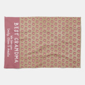 Rustic Best Grandma Red Flower Pattern Theedoek (Horizontaal)