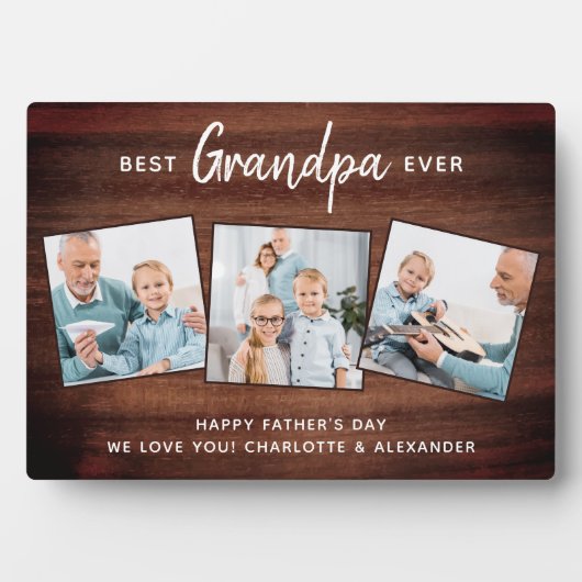 Rustic Best GRANDPA Ever Custom Photo Vaderdag Fotoplaat (voorkant)