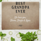Rustic Best Grandpa Ever Grandchildren 3 Foto Coll Theedoek (Gevouwen)