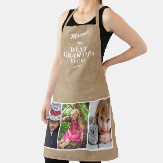 Rustic Best Grandpa Ever Keepslag 3 Foto Schort (Insitu)
