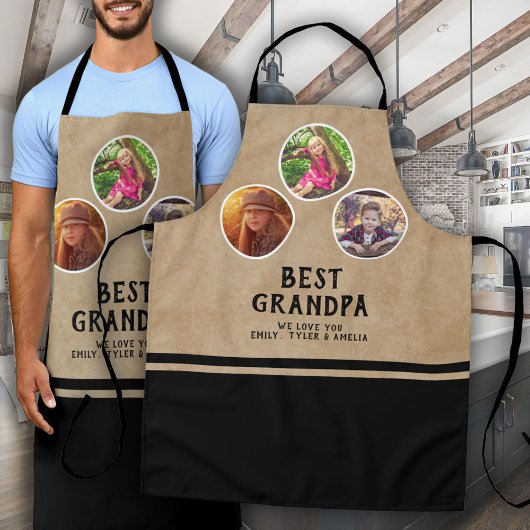 Rustic Best Grandpa Father Day 3 Foto zwart Schort