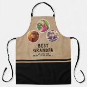 Rustic Best Grandpa Father Day 3 Foto zwart Schort (Voorkant)
