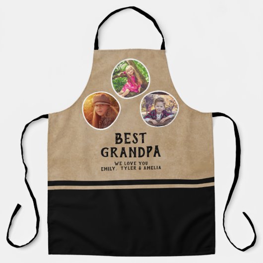 Rustic Best Grandpa Father Day 3 Foto zwart Schort (Voorkant)