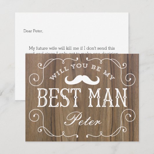 Rustic Best Man | Groomsmannen Kaart (Voorkant / Achterkant)