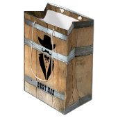 Rustic Best Man Whiskey Barrel Medium Cadeauzakje (Voorkant Gekanteld)