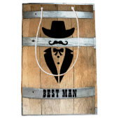 Rustic Best Man Whiskey Barrel Medium Cadeauzakje (Voorkant)