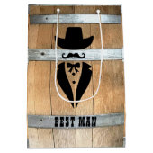 Rustic Best Man Whiskey Barrel Medium Cadeauzakje (Achterkant)
