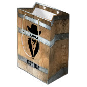 Rustic Best Man Whiskey Barrel Medium Cadeauzakje (Achterkant Gekanteld)