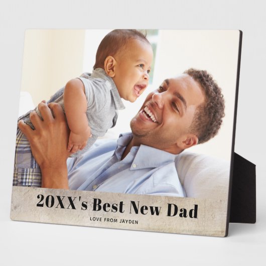 Rustic Best New Dad Single Photo Fotoplaat (Zijkant)