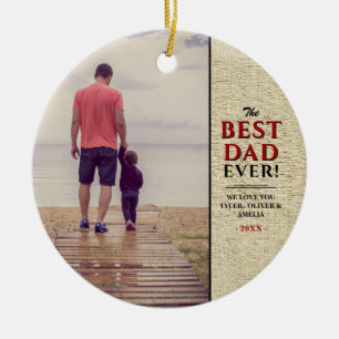 Rustic Best Pap Ever Typography Vader Day Photo Keramisch Ornament