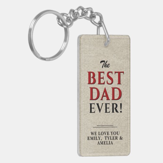 Rustic Best Pap Ever Typography Vader Day Sleutelhanger (Voorkant Links)