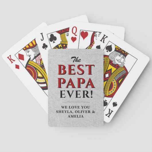 Rustic Best Papa Ever Father Day Keepslag Pokerkaarten (Achterkant)