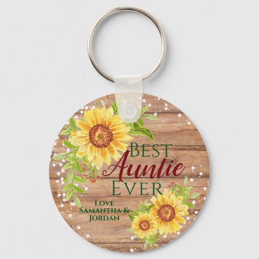 Rustic Best tante Ever Floral Sunflower Sleutelhan Sleutelhanger (Voorkant)