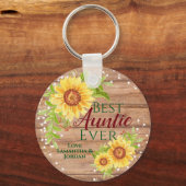 Rustic Best tante Ever Floral Sunflower Sleutelhan Sleutelhanger (Voorkant)