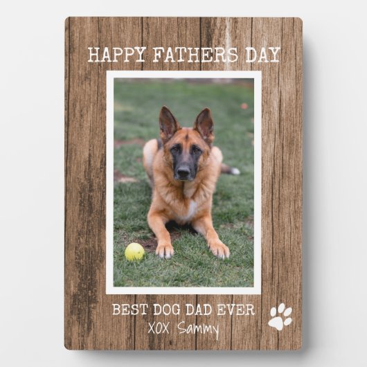Rustic Beste Hond Papa Ooit Foto Vaderdag Fotoplaat (voorkant)