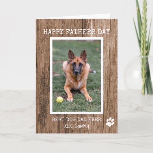Rustic Beste Hond Papa Ooit Foto Vaderdag Kaart (Voorkant)