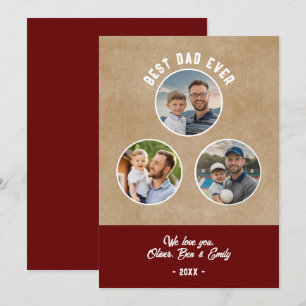 Rustic Beste Papa 3 Foto`s Vaderdag Aandenken Kaart