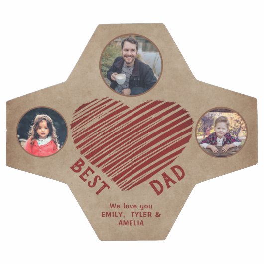 Rustic Beste Papa Hart Vaderdag 3 Foto's Voetbal (Enkel)