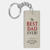 Rustic Beste Papa Ooit Typografie Vaderdag Sleutelhanger (Voorkant Links)