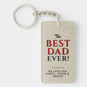 Rustic Beste Papa Ooit Typografie Vaderdag Sleutelhanger