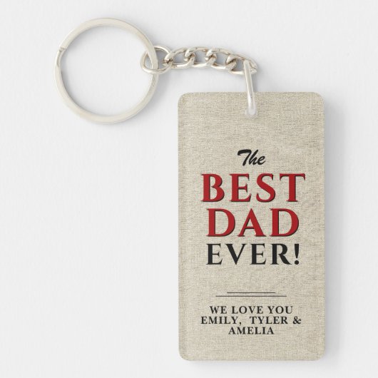 Rustic Beste Papa Ooit Typografie Vaderdag Sleutelhanger (Voorkant)