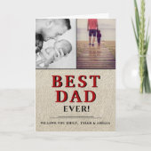 Rustic Beste Papa Ooit Vaderdag 2 Foto Collage Kaart (Voorkant)