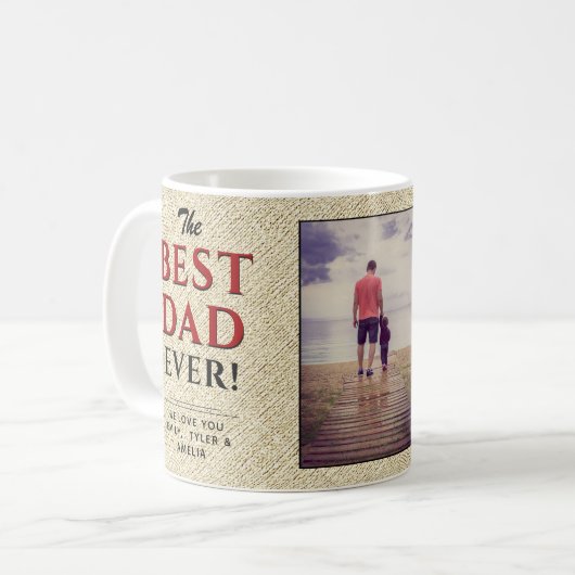 Rustic Beste Papa Ooit Vaderdag Foto Koffiemok (Voorkant links)