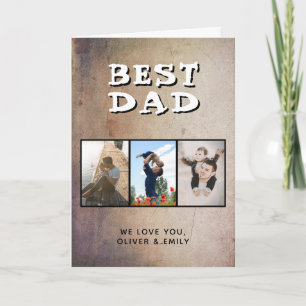 Rustic Beste Papa Vaderdag 3 Foto  Feestdagen Kaart