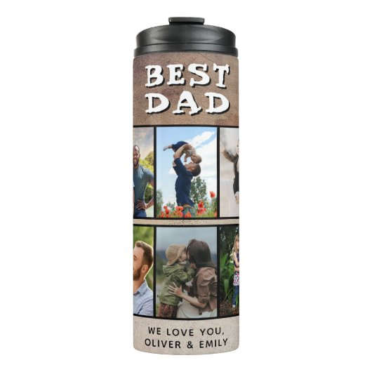 Rustic Beste Papa Vaderdag 6 Foto  Thermosbeker (Voorkant)