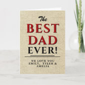 Rustic Beste Papa Zwarte Rode Typografie Vaderdag Kaart (Voorkant)