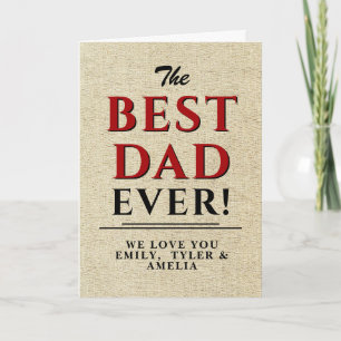 Rustic Beste Papa Zwarte Rode Typografie Vaderdag Kaart