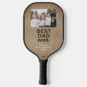 Rustic Beste vader ooit kinderen Foto Keepslag Pickleball Paddle (Achterkant)