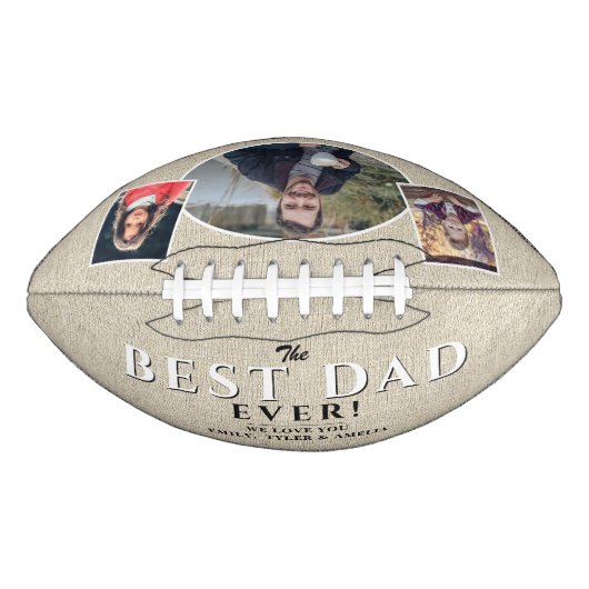 Rustic Beste vader ooit vader 3 Foto Collage American Football (Voorkant)