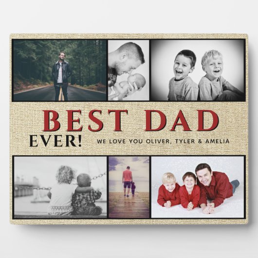 Rustic Beste vader op dag 6 Foto Collage Fotoplaat (Voorkant)