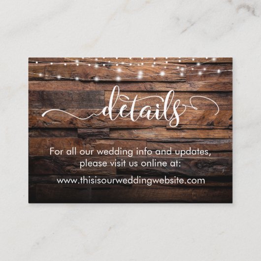 Rustic Bewaar de datum + Details Behuizing Kaarten Visitekaartje (Achterkant)