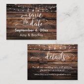 Rustic Bewaar de datum + Details Behuizing Kaarten Visitekaartje (Voorkant / Achterkant)