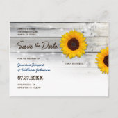 Rustic Bewaar de Datum Uitnodigingen | Zonnebloemh (Achterkant)