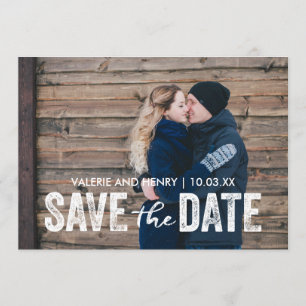 Rustic bewaart de foto met de datum volledig afgev save the date
