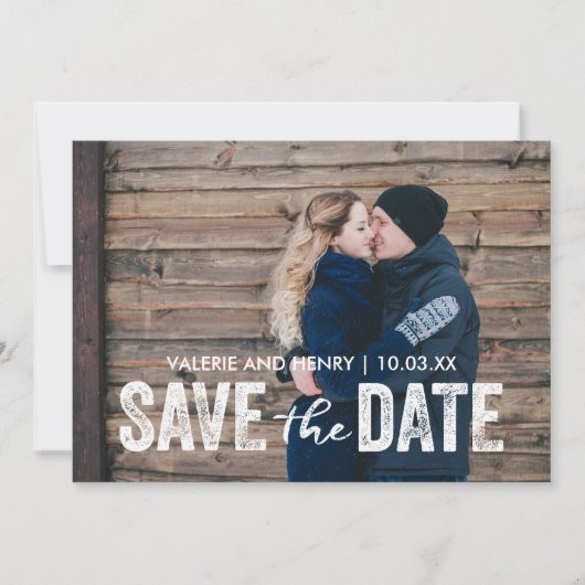 Rustic bewaart de foto met de datum volledig afgev save the date (Voorkant)