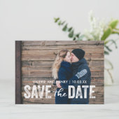 Rustic bewaart de foto met de datum volledig afgev save the date (Staand voorkant)