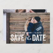 Rustic bewaart de foto met de datum volledig afgev save the date (Voorkant / Achterkant)