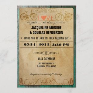  Rustic Bicycle Wedding Invitations Kaart