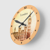 Rustic Big Ben Clock & London - Westminster Ronde Klok (Hoek)
