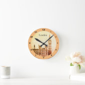 Rustic Big Ben Clock & London - Westminster Ronde Klok (Huis)