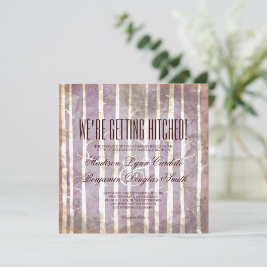 Rustic Birch Aspen Trees Fall Wedding Invitations Kaart (Staand voorkant)