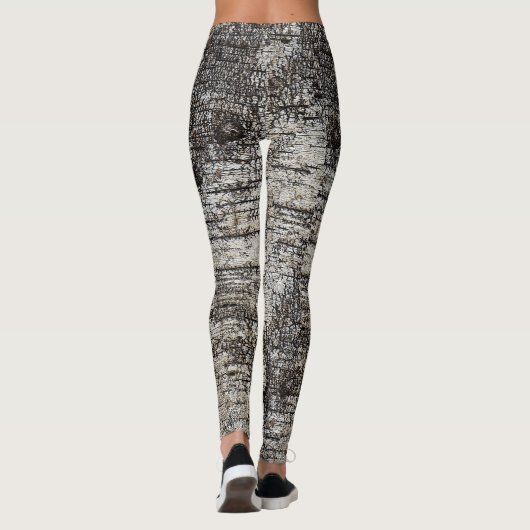 Rustic Birch Bark Distressed Cracked Pattern Leggings (Achterkant)