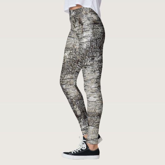 Rustic Birch Bark Distressed Cracked Pattern Leggings (Links)
