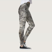 Rustic Birch Bark Distressed Cracked Pattern Leggings (Rechts)