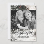 Rustic Birch Bark Merry-kerstfoto Feestdagenkaart (Voorkant)